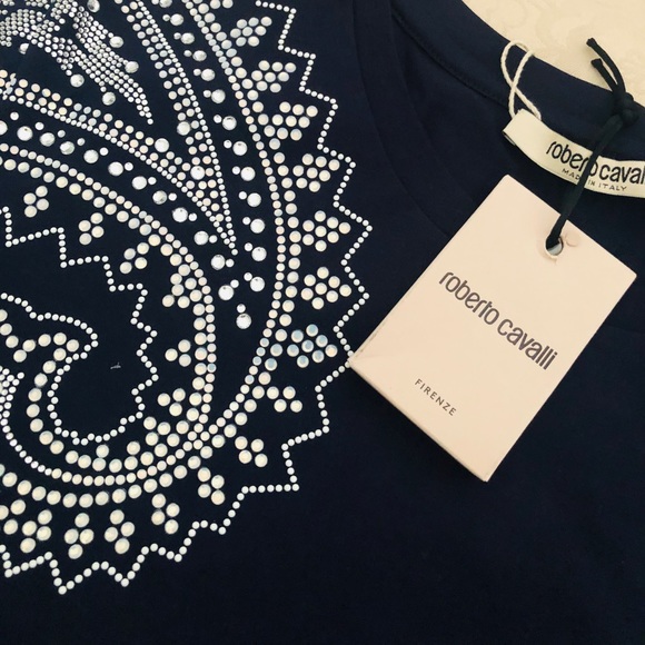 🍎 SOLD 🍎Roberto Cavalli T-shirt 12 Navy tshirt - Picture 3 of 7